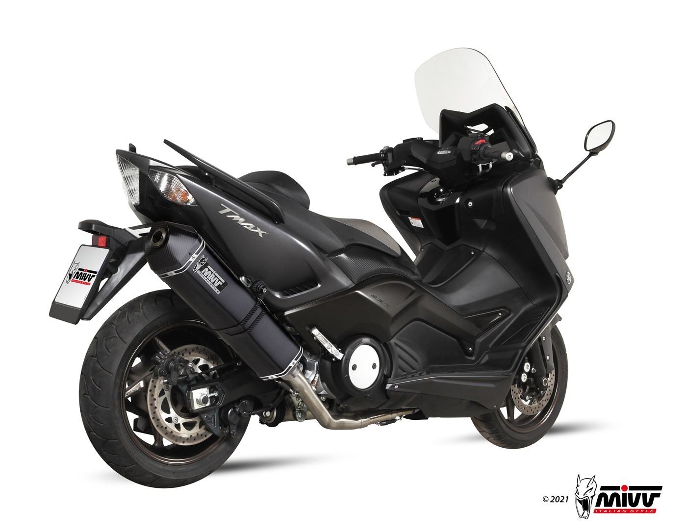 MIVV Full System 2x1, Speed Edge Black, Standard Exhaust For Yamaha T-Max 530 2012-2016 MIVV Full System 2x1, Speed Edge Black, Standard Exhaust For Yamaha T-Max 530 2012-2016