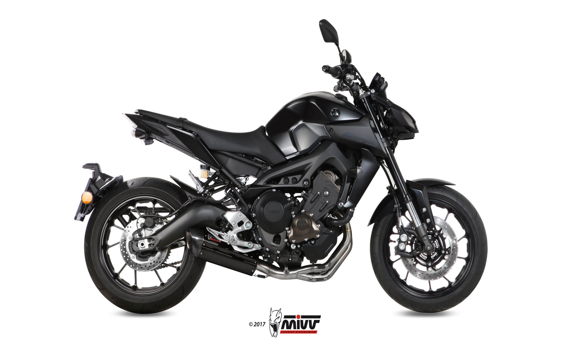 MIVV Full System 3x1, Suono Black, Standard Exhaust For Yamaha MT-09 / FZ-09 2013-2020 MIVV Full System 3x1, Suono Black, Standard Exhaust For Yamaha MT-09 / FZ-09 2013-2020