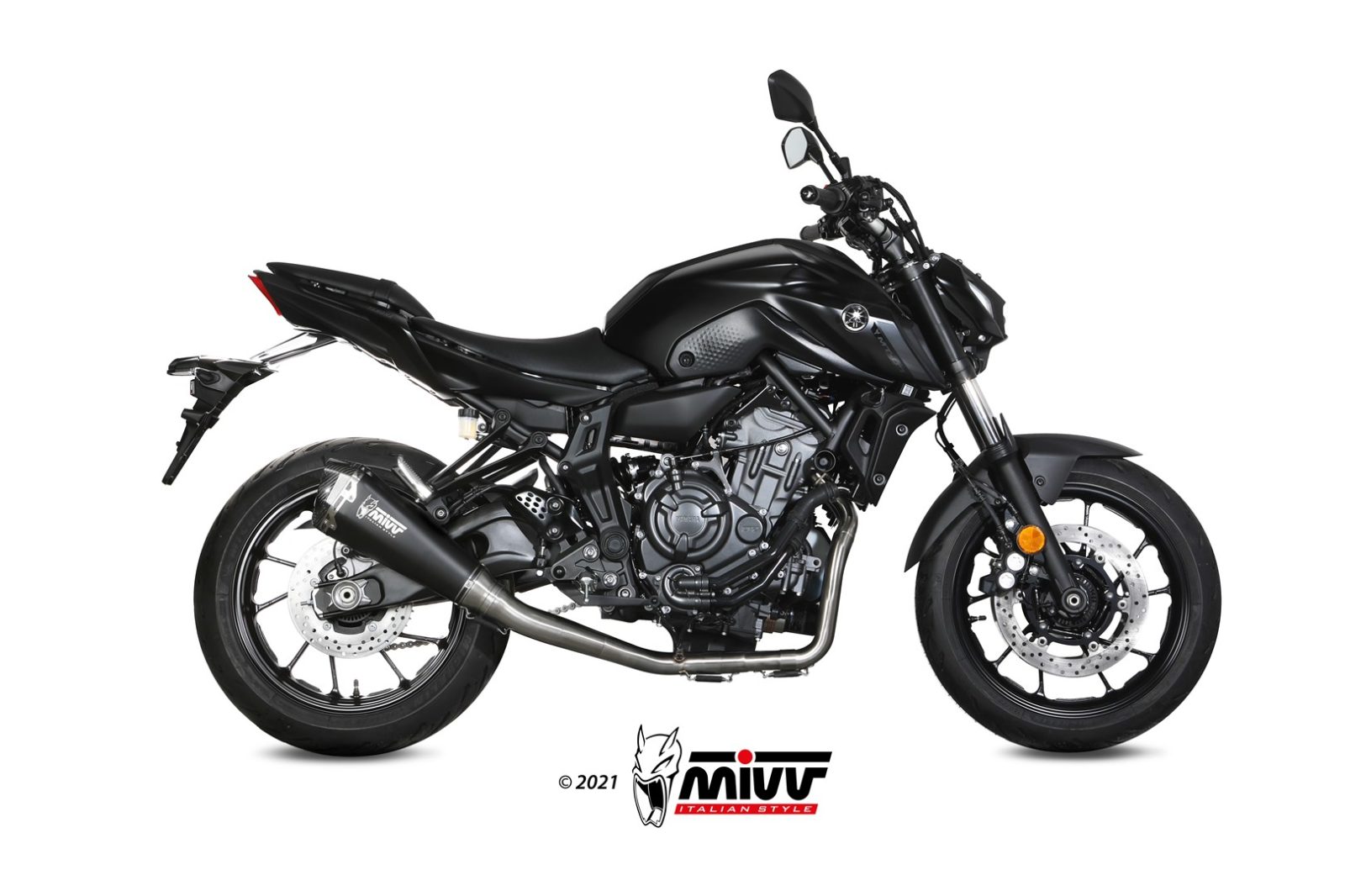 MIVV Full System 2x1, Delta Race Black, Alto/High up Exhaust For Yamaha MT-07 / FZ-07 2014-2022 MIVV Full System 2x1, Delta Race Black, Alto/High up Exhaust For Yamaha MT-07 / FZ-07 2014-2022