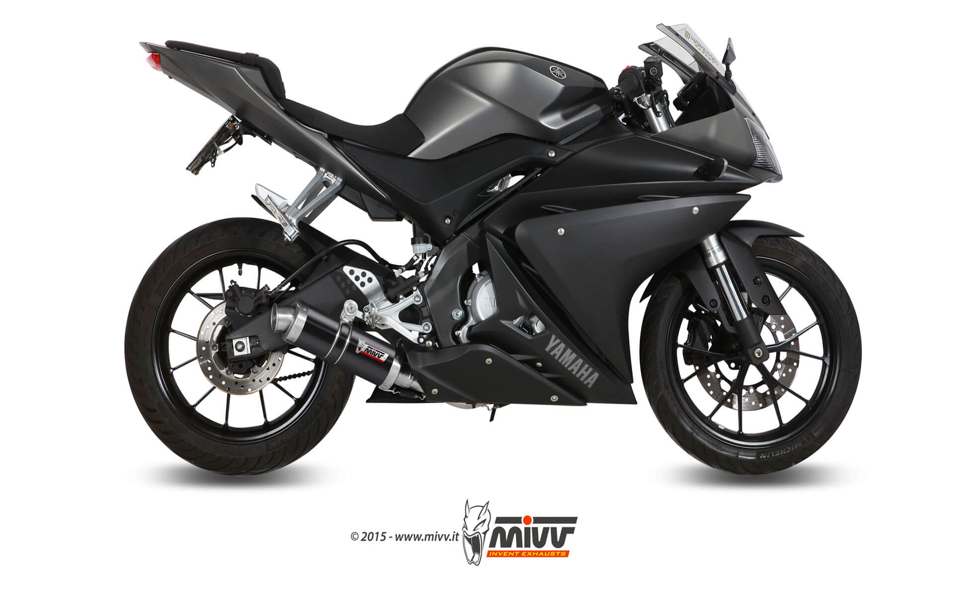 MIVV Full System 1x1, GP Black, Standard Exhaust For Yamaha YZF R125 14-18, MT-125 15-19 MIVV Full System 1x1, GP Black, Standard Exhaust For Yamaha YZF R125 14-18, MT-125 15-19