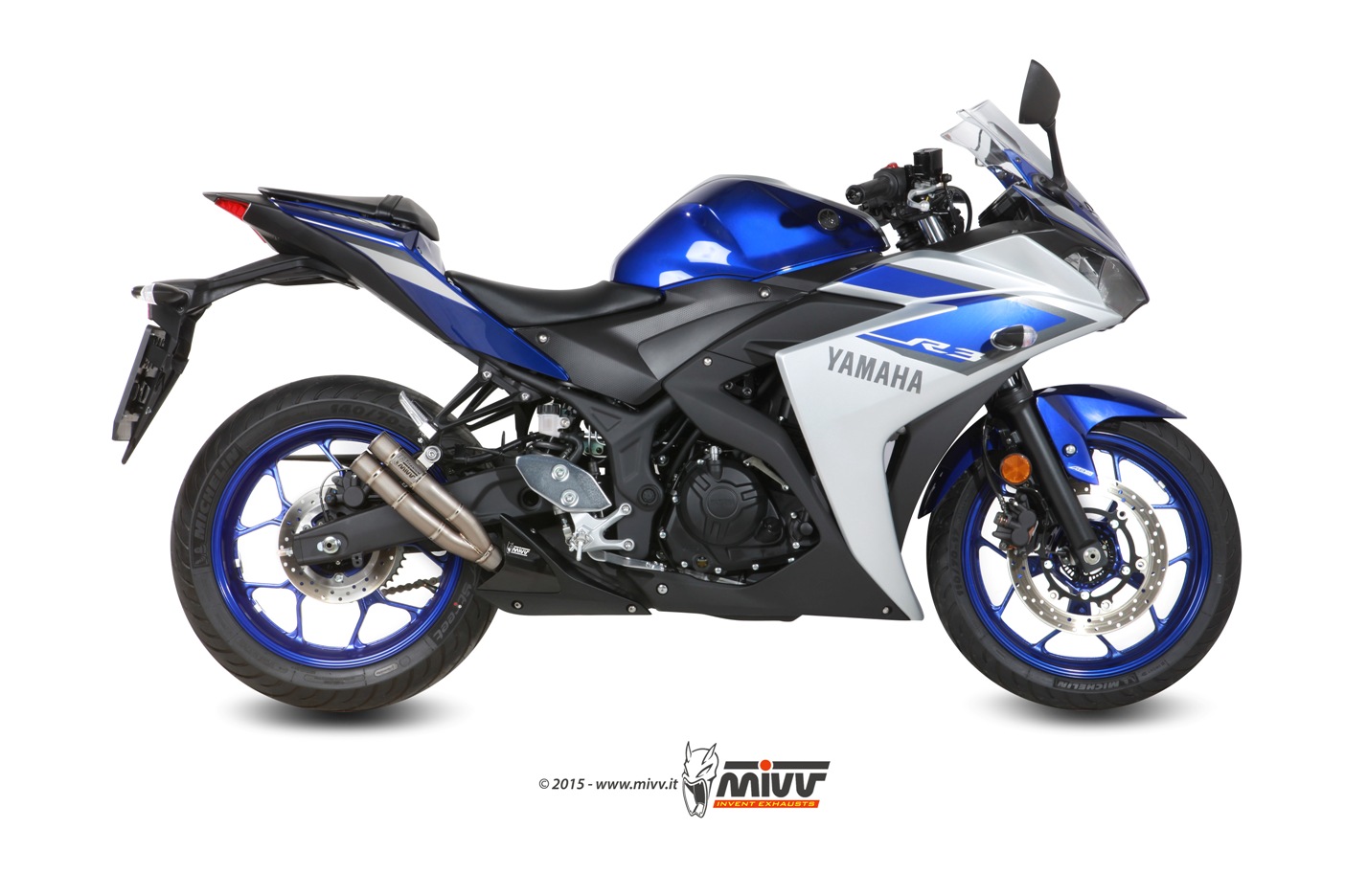 MIVV Slip-on, Double Gun Full Titanium, Standard Exhaust For Yamaha YZF R25/YZF R3 2015-2022 MIVV Slip-on, Double Gun Full Titanium, Standard Exhaust For Yamaha YZF R25/YZF R3 2015-2022