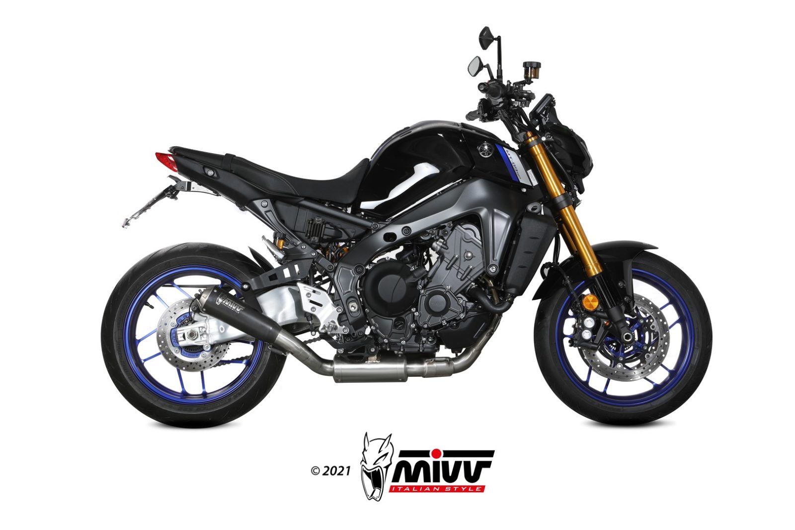 MIVV Full System 3x1, X-M1 Black, Alto/High up Exhaust For Yamaha MT-09 / FZ-09 2021-2022 MIVV Full System 3x1, X-M1 Black, Alto/High up Exhaust For Yamaha MT-09 / FZ-09 2021-2022