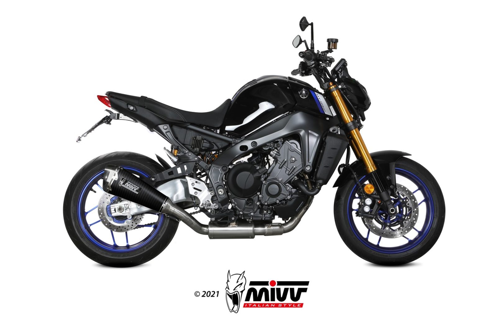 MIVV Full System 3x1, Delta Race Carbon, Alto/High up Exhaust For Yamaha MT-09 / FZ-09 2021-2022 MIVV Full System 3x1, Delta Race Carbon, Alto/High up Exhaust For Yamaha MT-09 / FZ-09 2021-2022