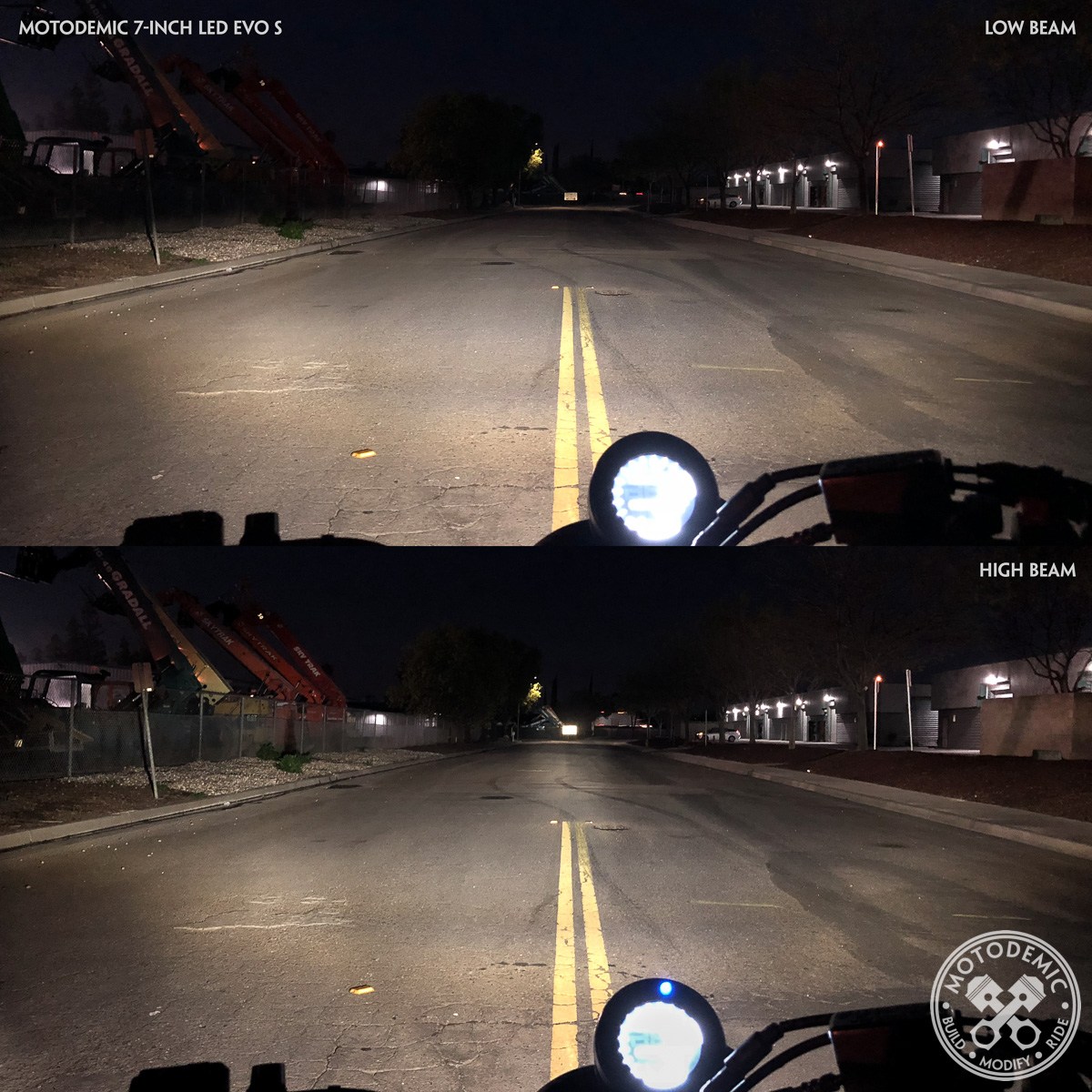 Motodemic Single LED and Round Halogen Headlight Conversion