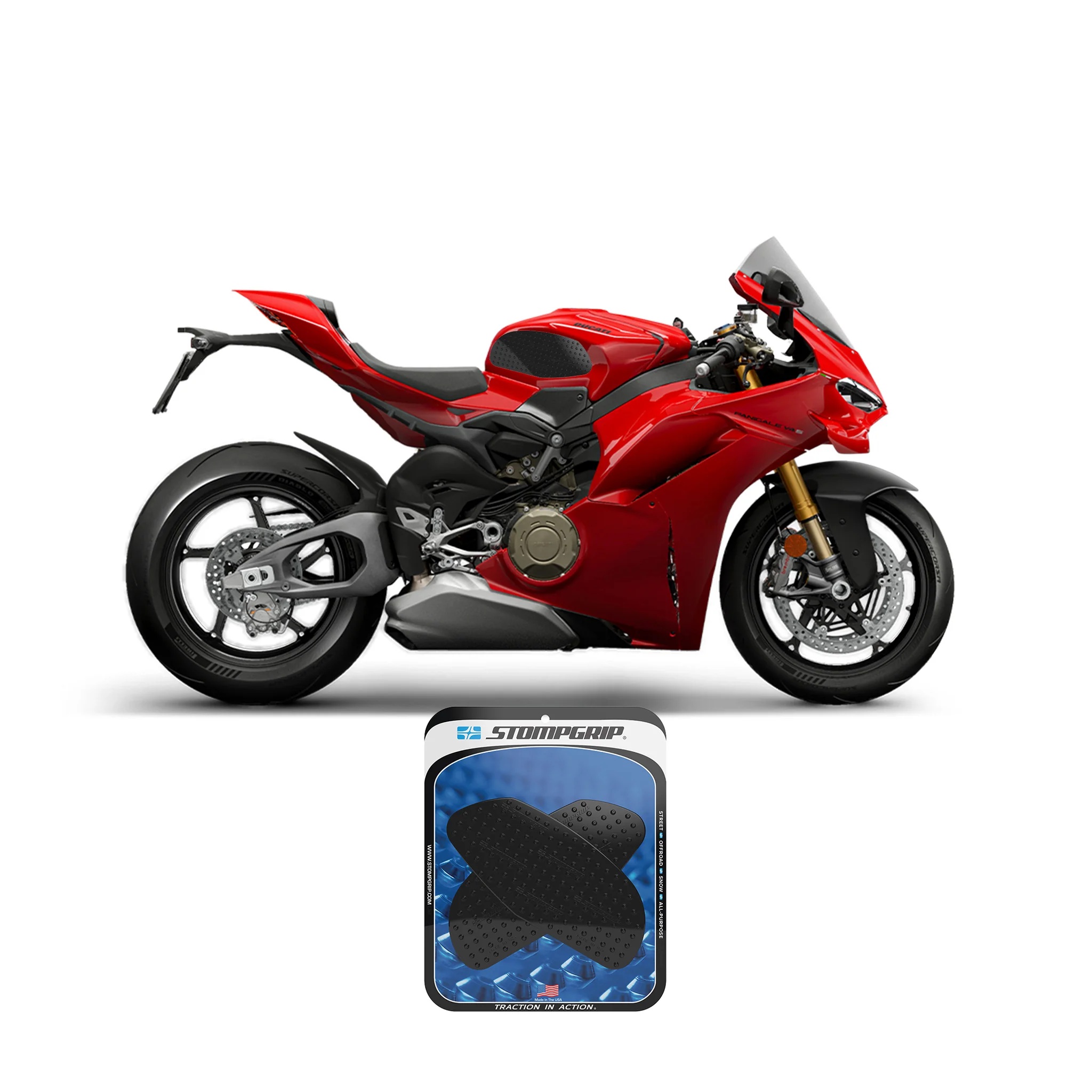 Stompgrip Streetbike Kit for the Ducati Panigale V4 / V2 (2025+) - Volcano - 0214 Stompgrip Streetbike Kit for the Ducati Panigale V4 / V2 (2025+) - Volcano - 0214
