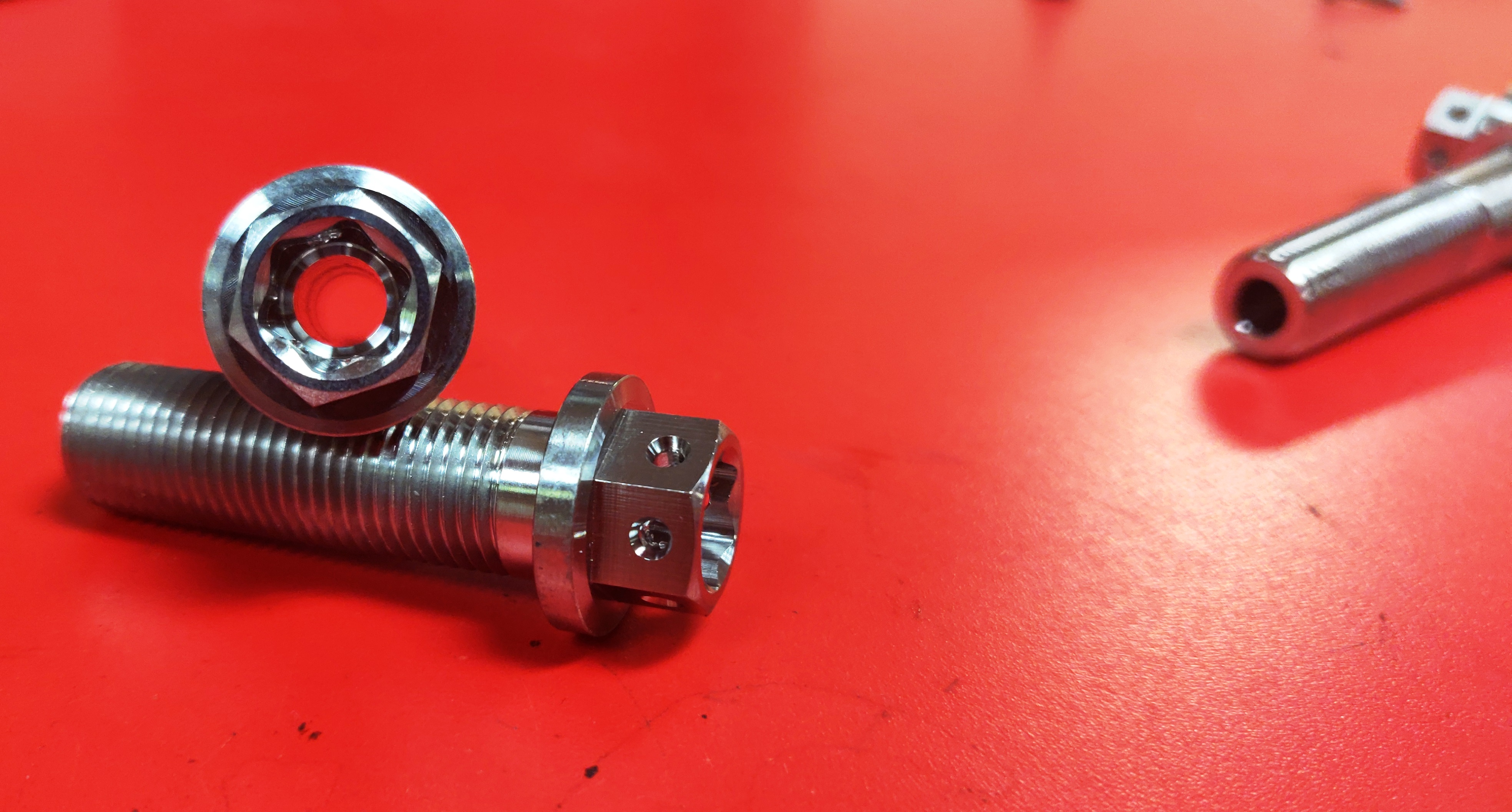 TPO Titanium Rear Axle Pinch Bolts for Ducati's with large hubs
