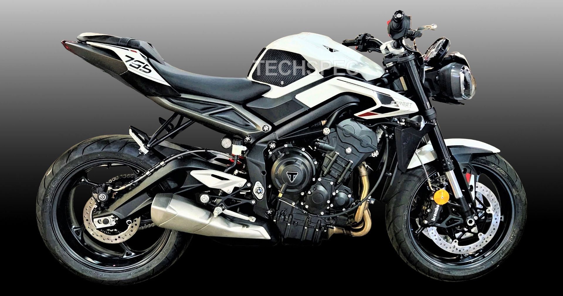 TechSpec Tank Grip Pads - DESIGN 2 for the Triumph Street Triple 765 / RS (2024+) TechSpec Tank Grip Pads - DESIGN 2 for the Triumph Street Triple 765 / RS (2024+)