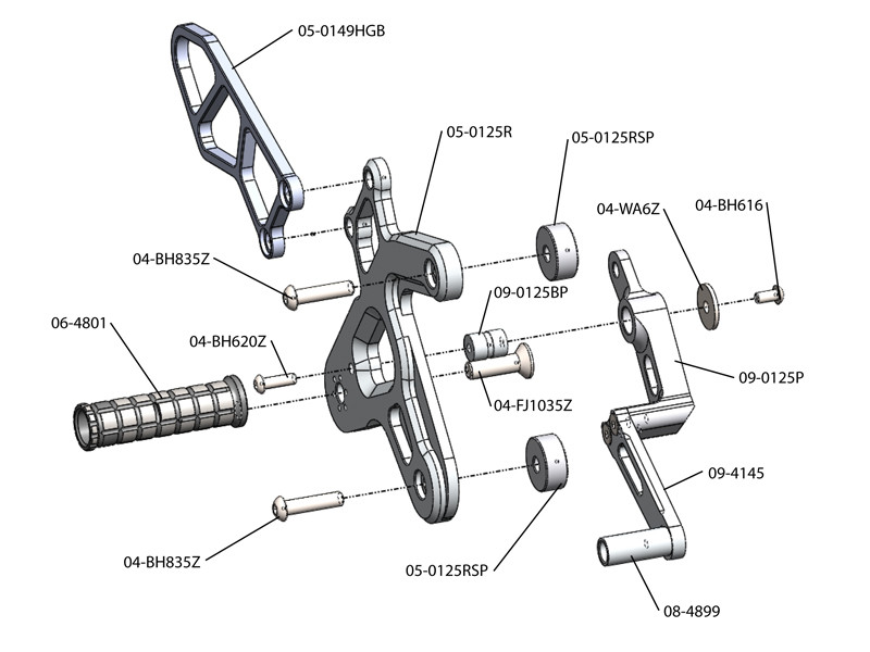 WOODCRAFT Kawasaki Ninja 650 (1216) Complete Adjustable Rearset Kit W