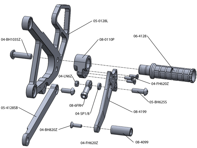 WOODCRAFT Kawasaki Ninja 650R (0911) Complete Rearset Kit W/Shift