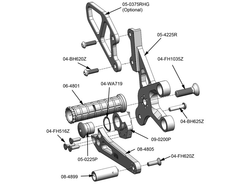 Woodcraft Suzuki SV650 (03-11) Complete GP Rearset Kit with Pedals Black Woodcraft Suzuki SV650 (03-11) Complete GP Rearset Kit with Pedals Black