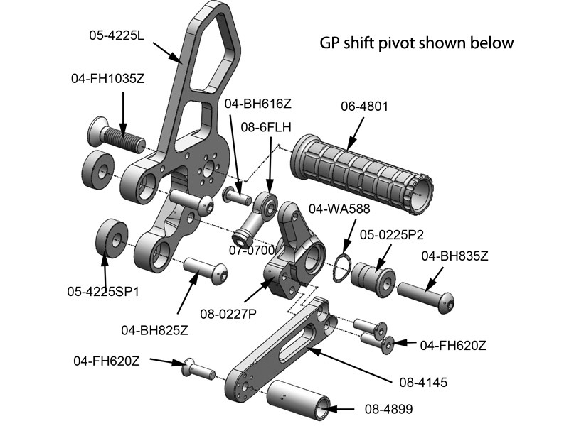 WOODCRAFT Suzuki SV650 (03-11) Complete GP Shift Rearset Kit, with Pedals, Black WOODCRAFT Suzuki SV650 (03-11) Complete GP Shift Rearset Kit, with Pedals, Black