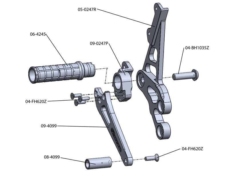 Woodcraft Suzuki GSX-R600 / GSX-R750 (06-10) Black - Complete Rearset Kit with Shift and Brake Pedals Woodcraft Suzuki GSX-R600 / GSX-R750 (06-10) Black - Complete Rearset Kit with Shift and Brake Pedals