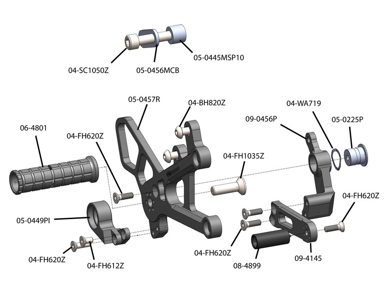 WOODCRAFT Yamaha R6 (2017+) Complete Rear Set Kit GP Shift BLACK - WILL ...