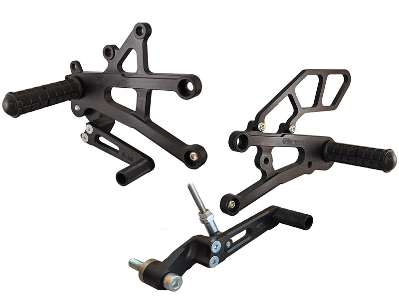WOODCRAFT Triumph Street Triple 13-16 (NO/QS) Complete GP Rearset Kit W/Shift & Brake Pedals Black WOODCRAFT Triumph Street Triple 13-16 (NO/QS) Complete GP Rearset Kit W/Shift & Brake Pedals Black