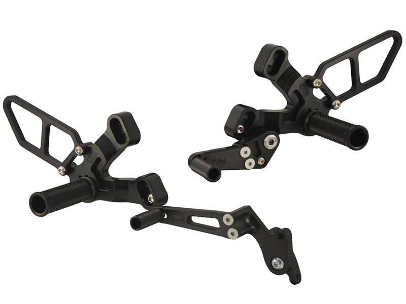 WOODCRAFT Ducati 848 /1098 / 1198 / 848 EVO Black Complete Rearset Kit with Pedals WOODCRAFT Ducati 848 /1098 / 1198 / 848 EVO Black Complete Rearset Kit with Pedals