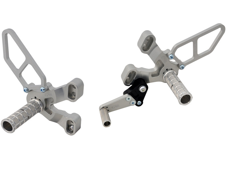 WOODCRAFT Ducati 848 /1098 / 1198 / 848 EVO Silver Rearset with Shifter