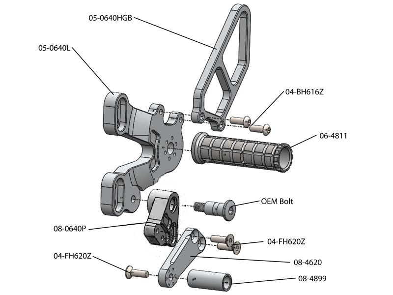 WOODCRAFT Ducati 848 /1098 / 1198 / 848 EVO Rearsets with Shifter