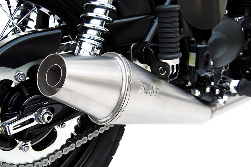 ZARD Low Mount Cone style Exhaust for Triumph Bonneville, Thruxton, and Scrambler ZARD Low Mount Cone style Exhaust for Triumph Bonneville, Thruxton, and Scrambler