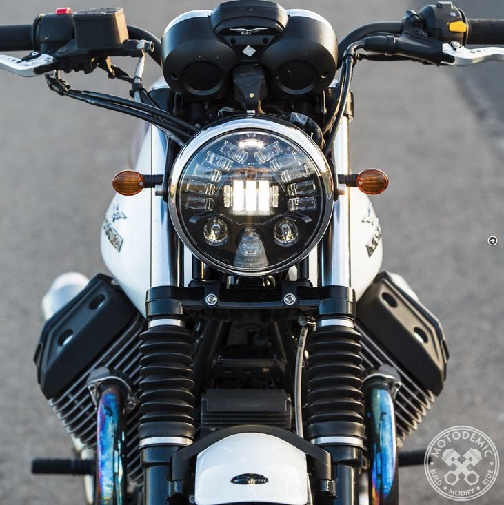 Motodemic LED Headlight Conversion Kit for the Moto Guzzi V7 /II / III, Bellagio 940, and Griso 8V