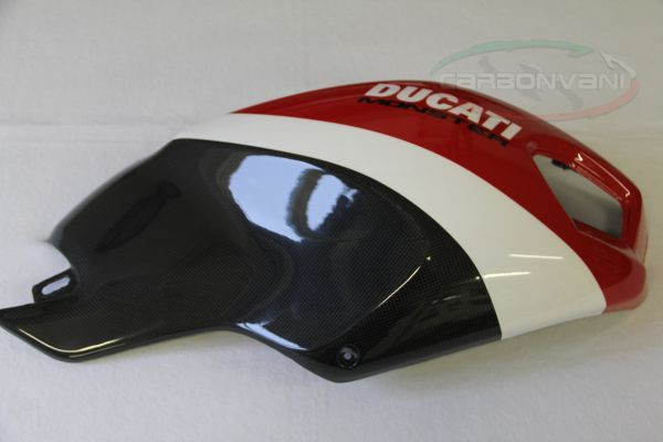 CARBONVANI - DUCATI MONSTER M1100 / M796 / M696 CARBON FIBER RH FUEL TANK SIDE PANEL DUCATI CORSE WITH FRAME AND MESH CARBONVANI - DUCATI MONSTER M1100 / M796 / M696 CARBON FIBER RH FUEL TANK SIDE PANEL DUCATI CORSE WITH FRAME AND MESH