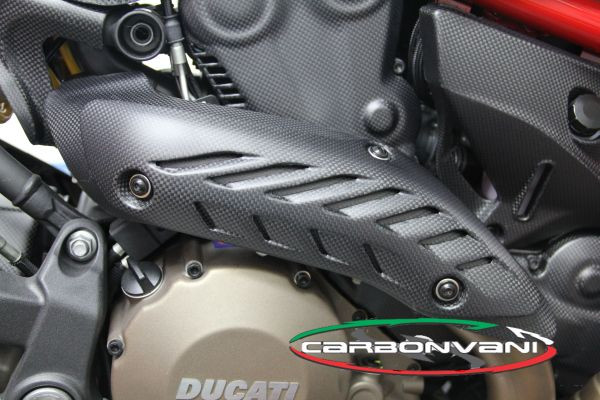 CARBONVANI - DUCATI MONSTER 821 / 1200 CARBON FIBER EXHAUST COLLECTOR GUARD KIT (3 PIECES) CARBONVANI - DUCATI MONSTER 821 / 1200 CARBON FIBER EXHAUST COLLECTOR GUARD KIT (3 PIECES)