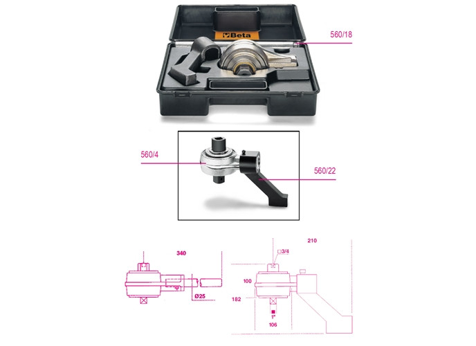 Beta Tools Model 560 C4+-560/4 + Accessories in Plastic Case Beta Tools Model 560 C4+-560/4 + Accessories in Plastic Case