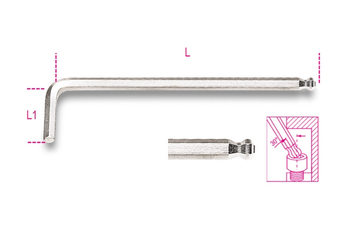 Beta Tools Model 96 Bpc2.5mm-Ball Head offset Hexagon Key Wrenches Beta Tools Model 96 Bpc2.5mm-Ball Head offset Hexagon Key Wrenches