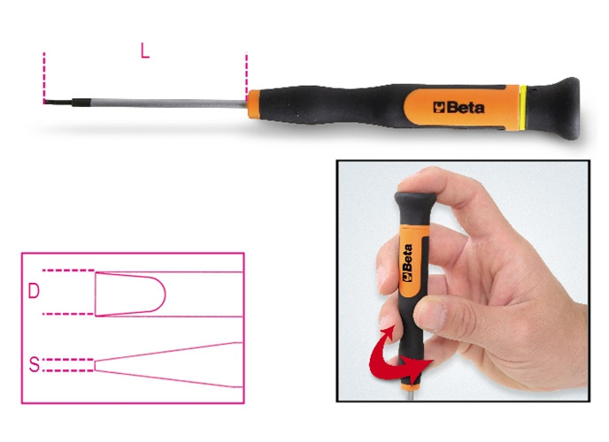 Beta Tools Model 1257Lp 3.0-Micro-Screwdrivers Slotted Beta Tools Model 1257Lp 3.0-Micro-Screwdrivers Slotted
