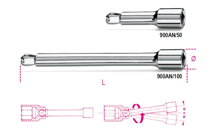 Beta Tools Model 900 An/50mm-1/4' Wobble Extension Bars Beta Tools Model 900 An/50mm-1/4' Wobble Extension Bars