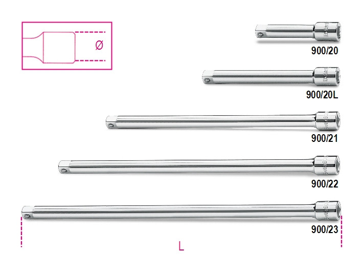 Beta Tools Model 900 20L-1/4' Drive Extension Bars Beta Tools Model 900 20L-1/4' Drive Extension Bars