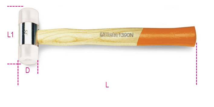 Beta Tools Model 1390N 28mm-Nylon Face Hammer Wooden Shaft Beta Tools Model 1390N 28mm-Nylon Face Hammer Wooden Shaft