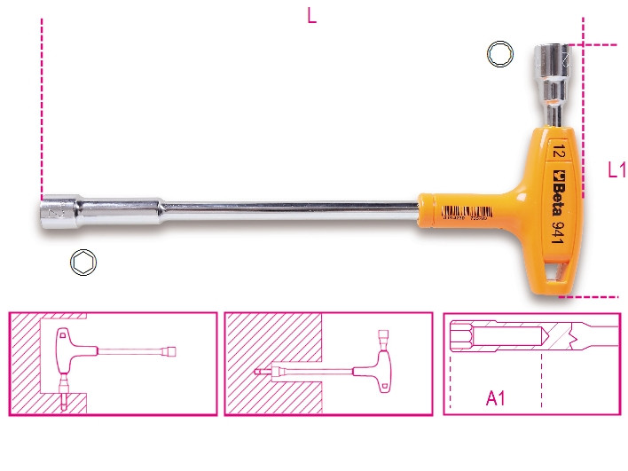 Beta Tools Model 9x941 7x7mm-Hexagon / Bimm-Hexagon Socket Wrenches Beta Tools Model 9x941 7x7mm-Hexagon / Bimm-Hexagon Socket Wrenches