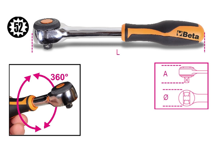Beta Tools Model 920 58-1/2' Drive Reversible Ratchet Beta Tools Model 920 58-1/2' Drive Reversible Ratchet