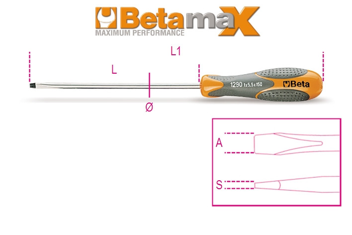 Beta Tools Model 1290 3X100-Screwdrivers Slotted Head Beta Tools Model 1290 3X100-Screwdrivers Slotted Head
