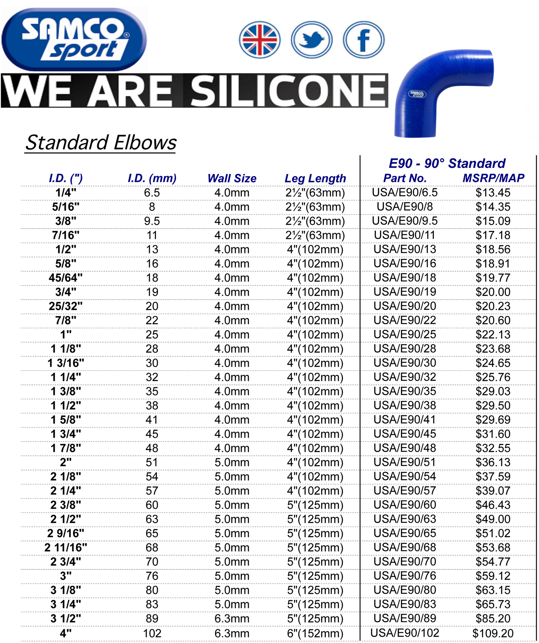 SAMCOSPORT - STANDARD ELBOWS SAMCOSPORT - STANDARD ELBOWS